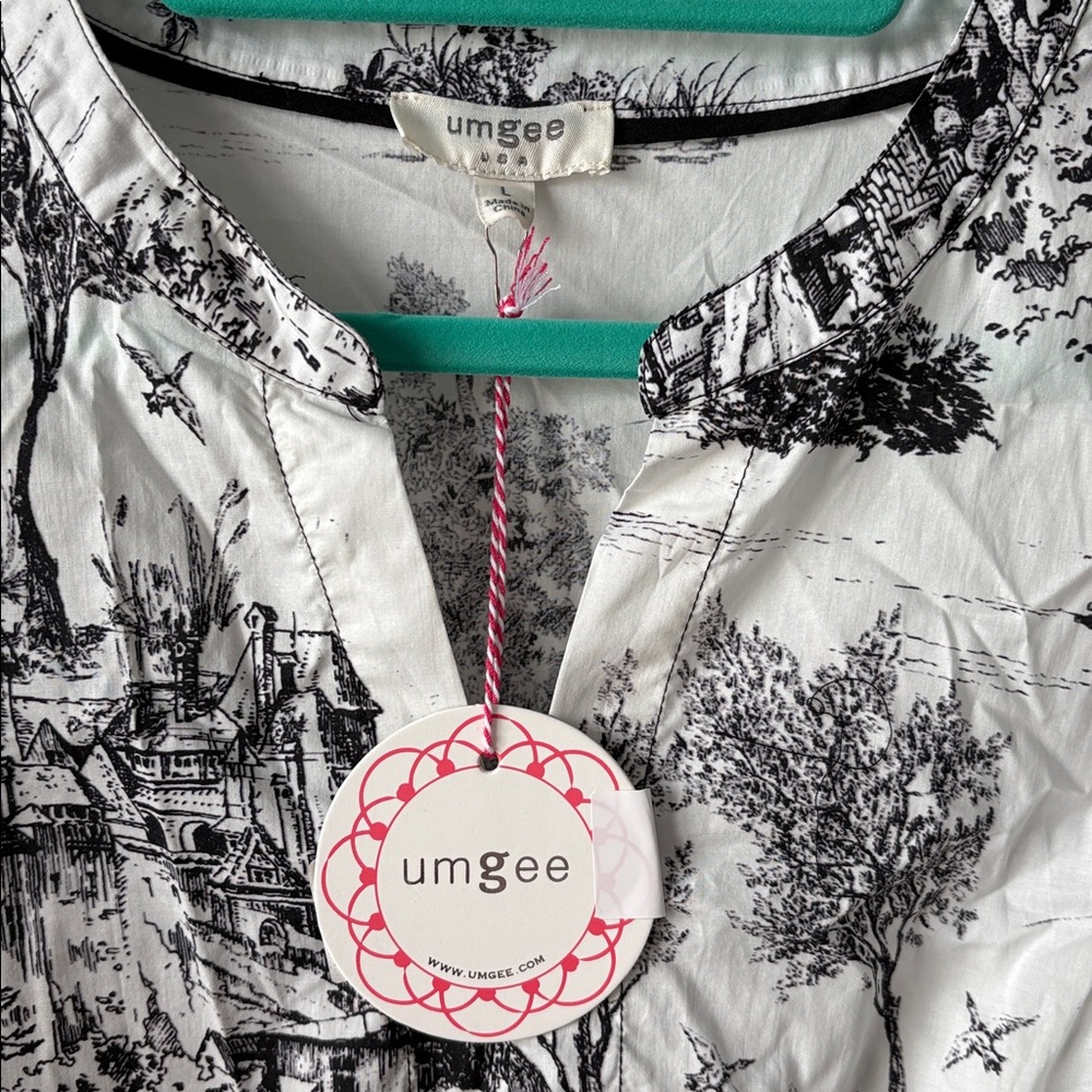 NWT Umgee Black and White Toile Print Midi Dress - Picture 2 of 5